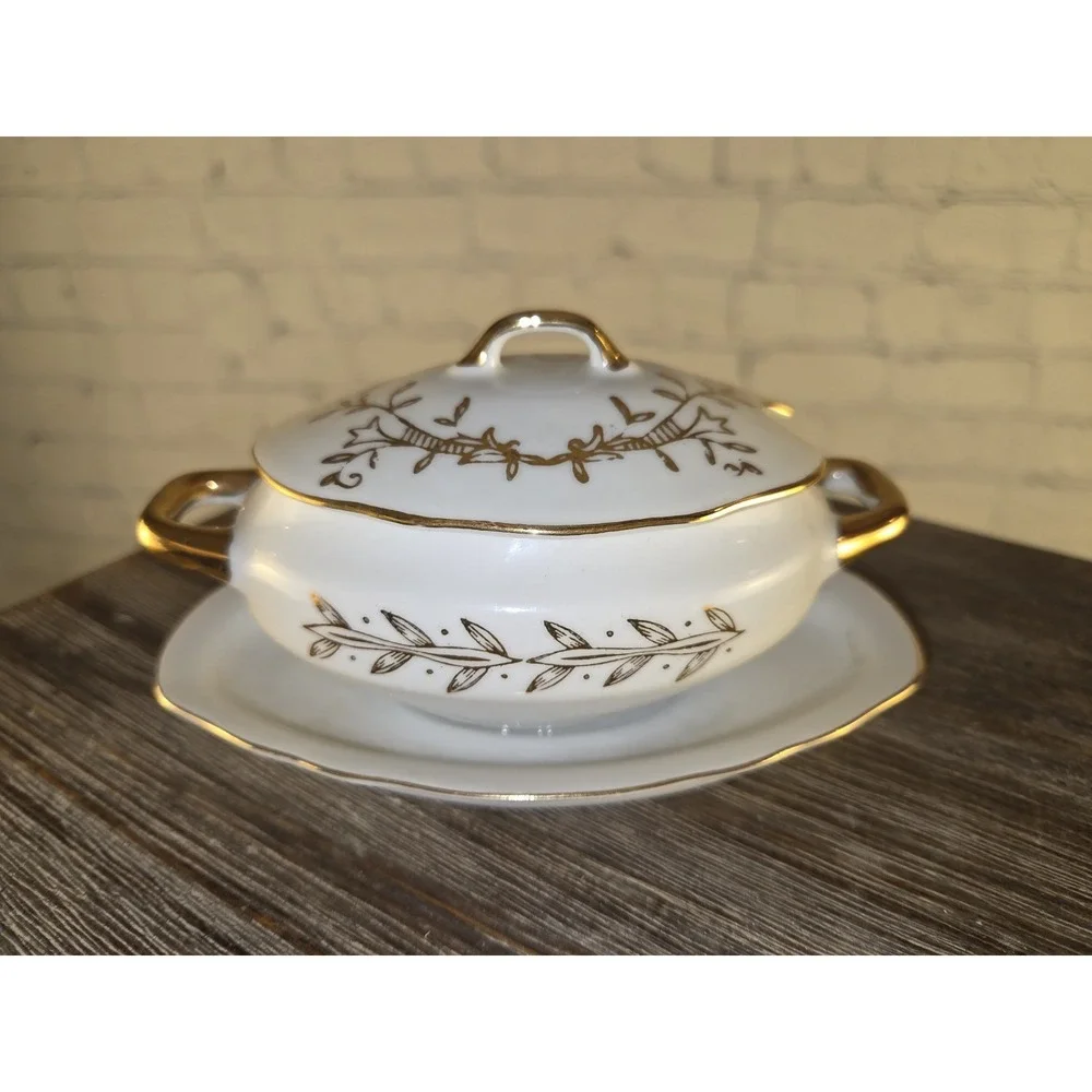 Vintage Lefton‎ Exclusives Japan 50th Anniversary Condiment Bowl w/Lid No Spoon